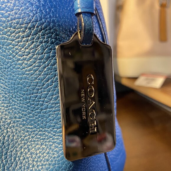 Coach Edie 31 36465 Blue Pebble Leather Embossed Horse & Carriage Shoulder Bag - Picture 3 of 16